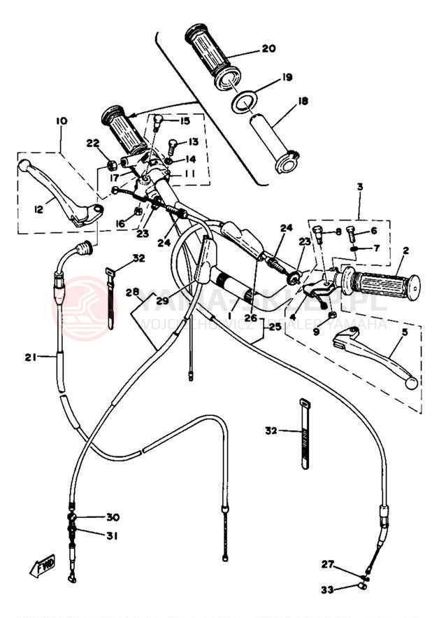 Schemat "Kierownica i osprzęt" do Yamaha YZ80F