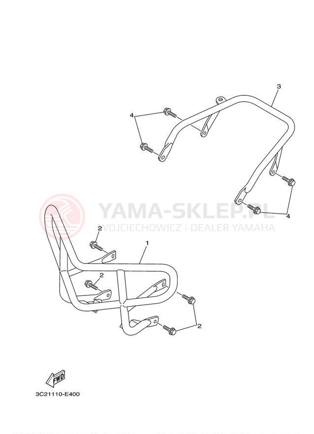 Schemat "osłona / stelaż" do Yamaha WOLVERINE 350 2WD YFM35XYL