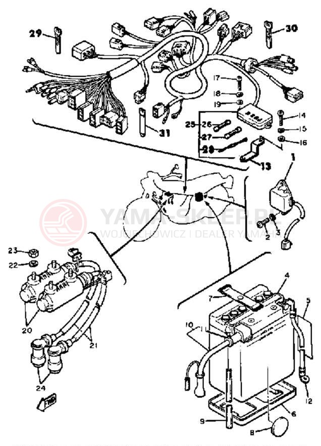 Schemat "układ elektryczny" do Yamaha XS400SH