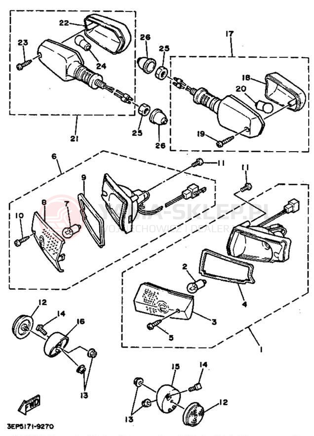 Schemat "kierunkowskazy" do Yamaha RAZZ SH50D