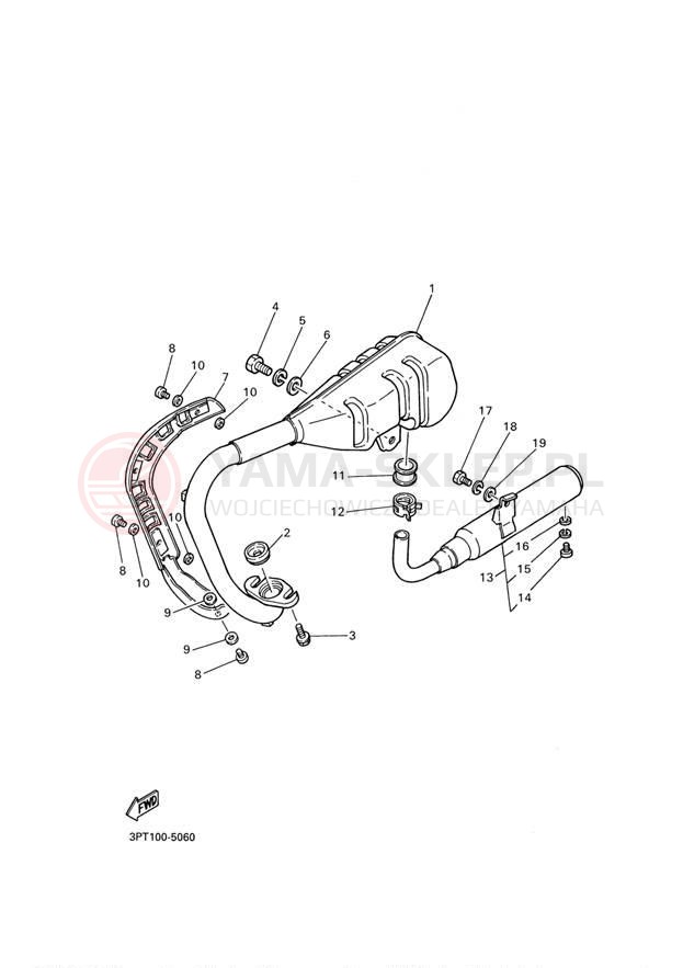 Schemat "Wydech końcowy" do Yamaha YZINGER PW50M1