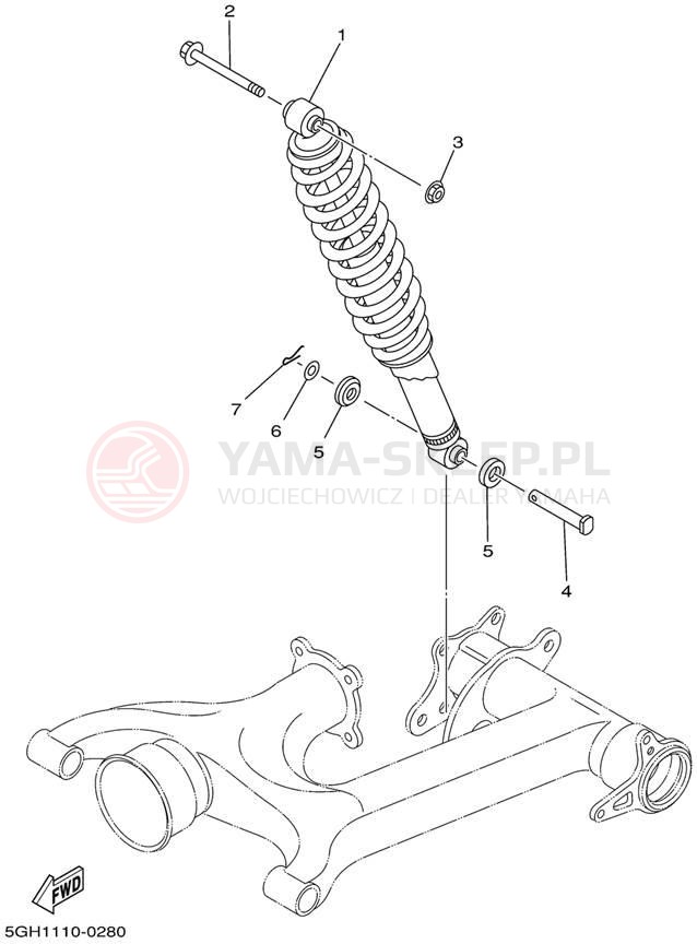 Schemat "zawieszenie tył" do Yamaha KODIAK 4WD YFM400FAP