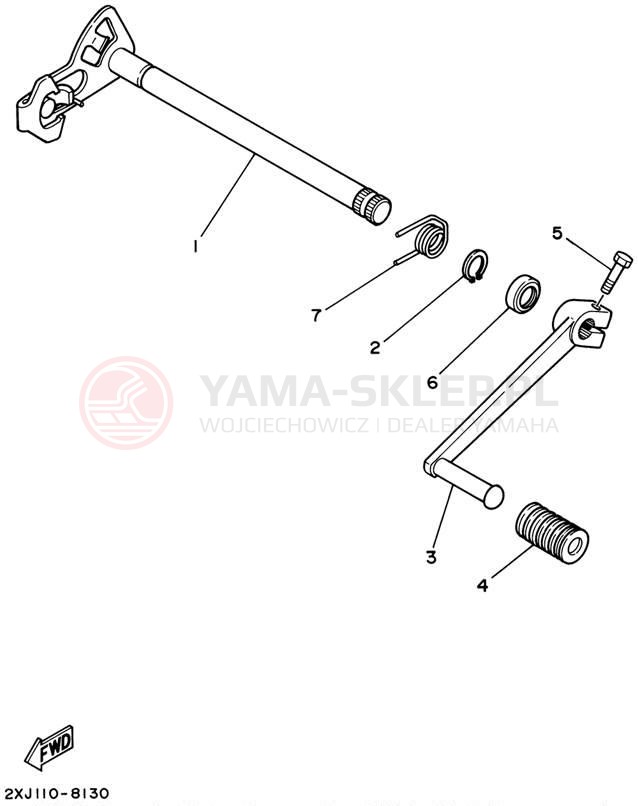 Schemat "Dźwignia zmiany biegów, wałek" do Yamaha BLASTER YFS200P