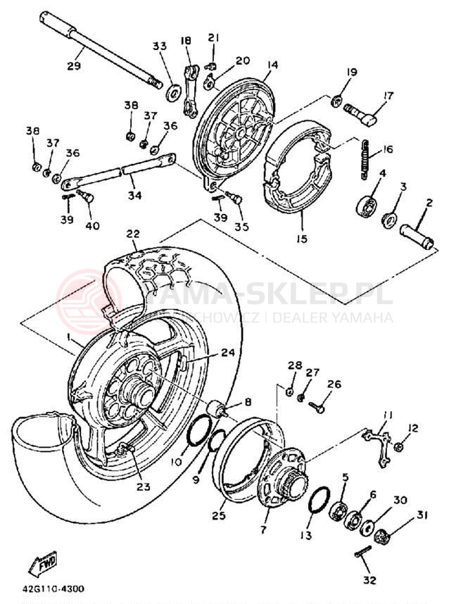 Schemat "Koło tył" do Yamaha VIRAGO 700 XV700L/XV700LC