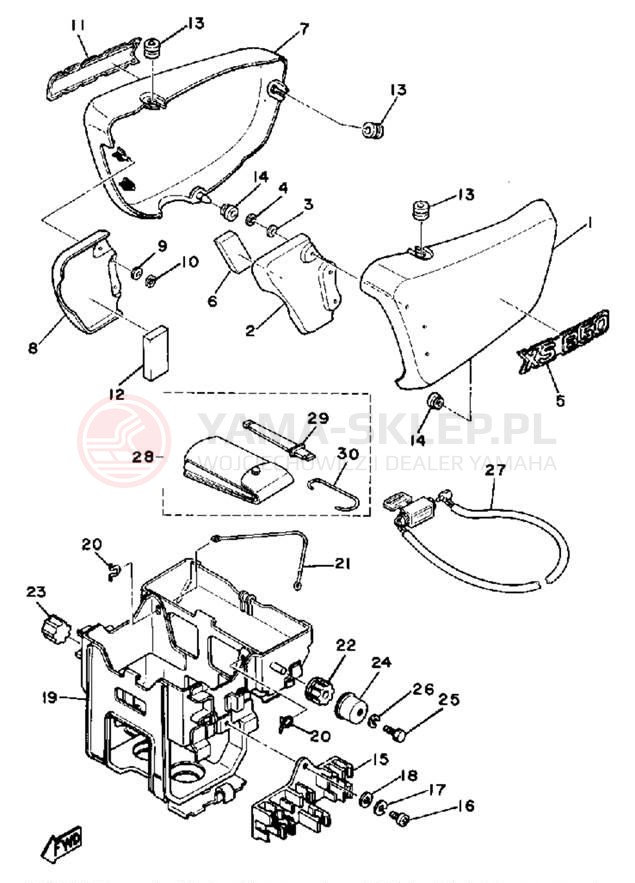 Schemat "Tylny błotnik" do Yamaha XS850H