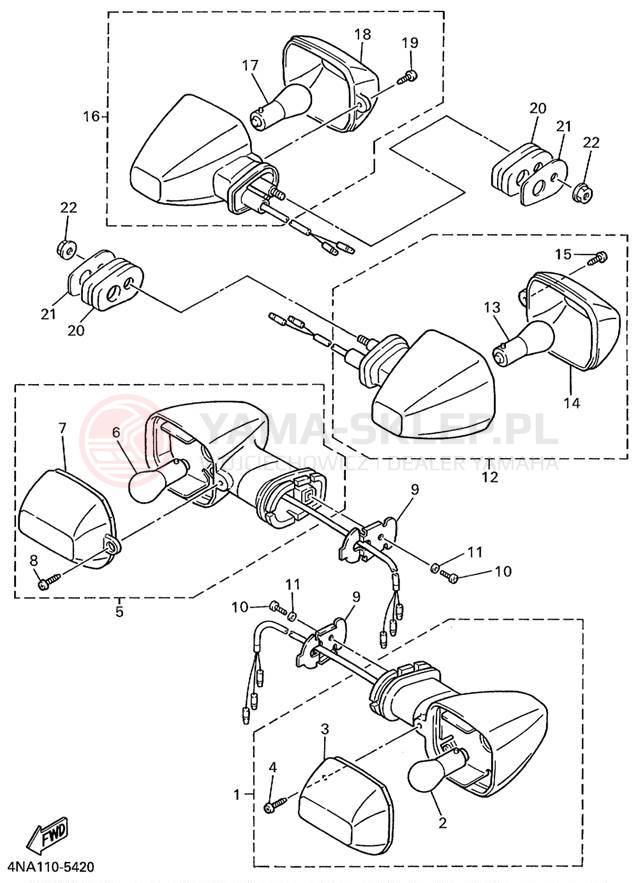 Schemat "kierunkowskazy" do Yamaha YZF600R YZF600RL/YZF600RLC