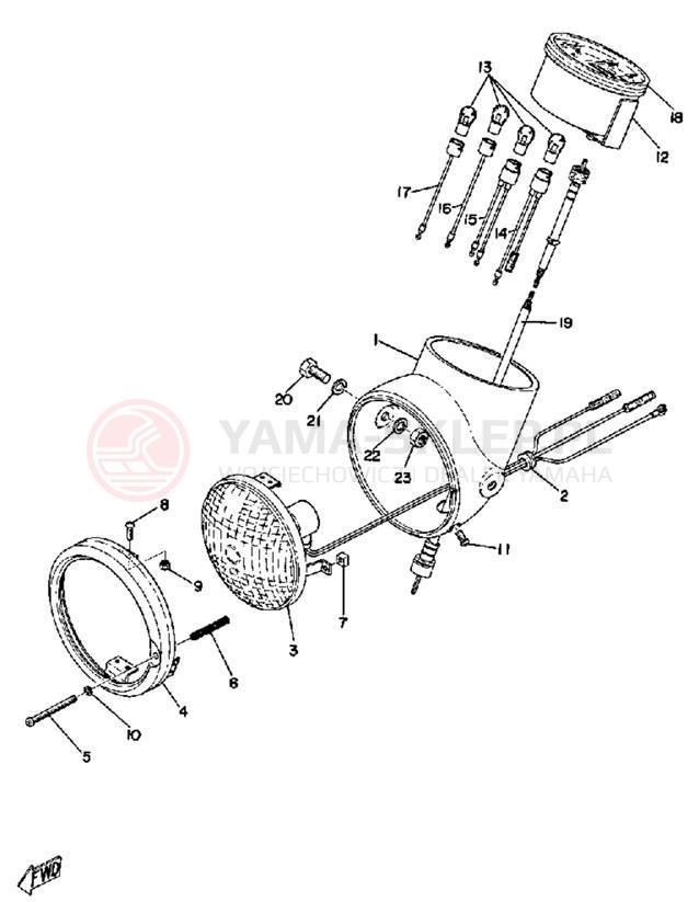 Schemat "Lampa przód i licznik" do Yamaha G6SB