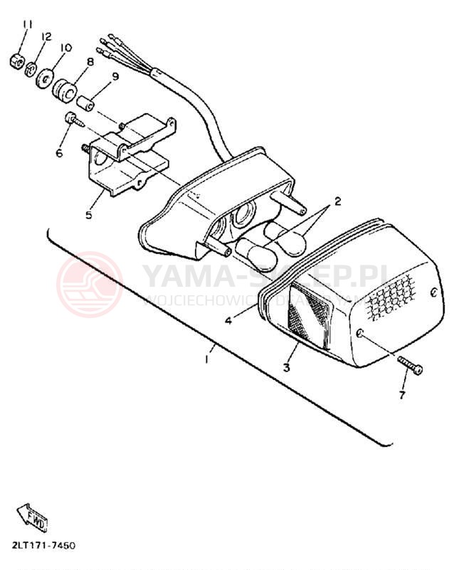Schemat "lampa tył" do Yamaha V-MAX 1200 VMX12W/VMX12WC