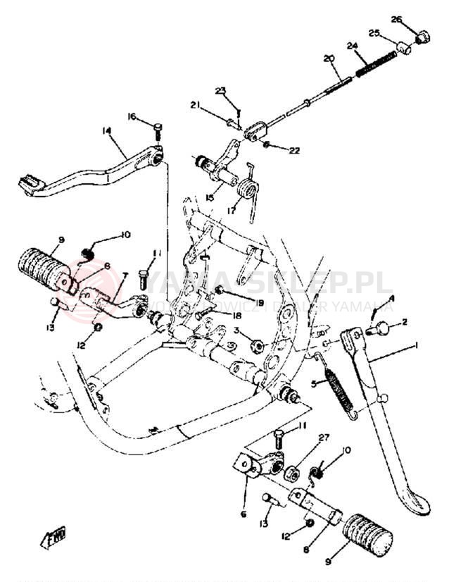 Schemat "Stopka postoj., dźw. Hamulca tył" do Yamaha DT360A/DT250A