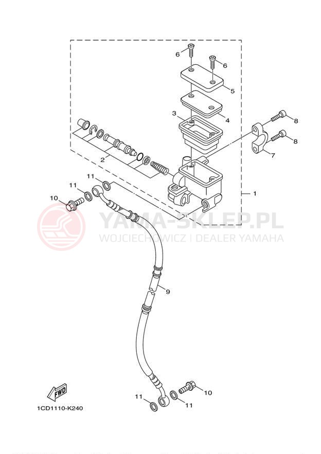 Schemat "Pompa hamulcowa przednia" do Yamaha ZUMA 50 YW50FDR/YW50FDB