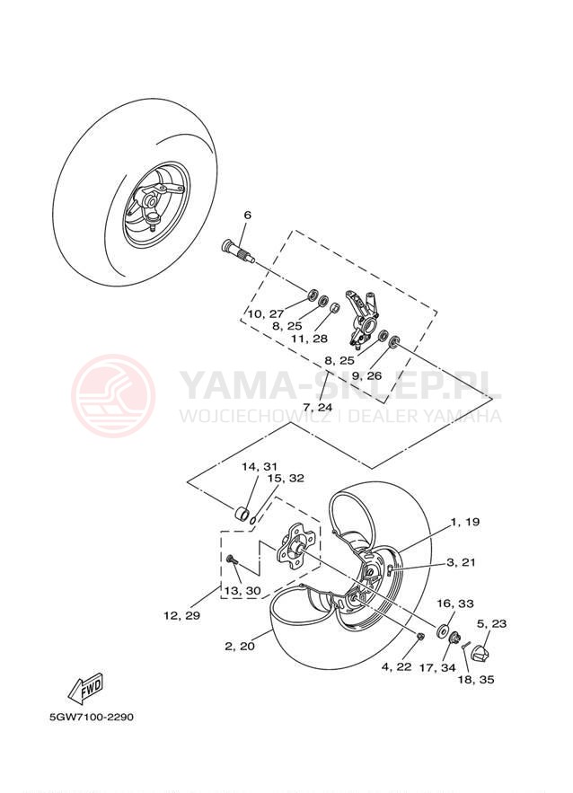 Schemat "Koło przód" do Yamaha BIG BEAR 400 2WD YFM400NR