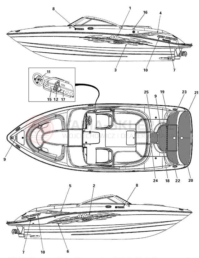 Schemat "Naklejki" do Yamaha AR230 HO SRT1100BE