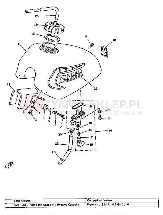Schemat "zbiornik paliwa" do Yamaha YZ60K