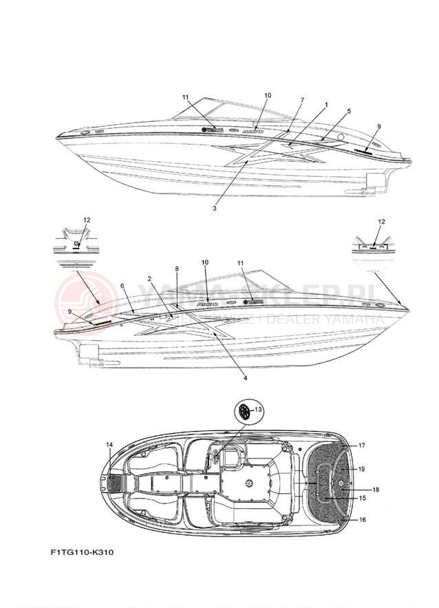 Schemat "naklejki" do Yamaha AR210 FRT1100ALK