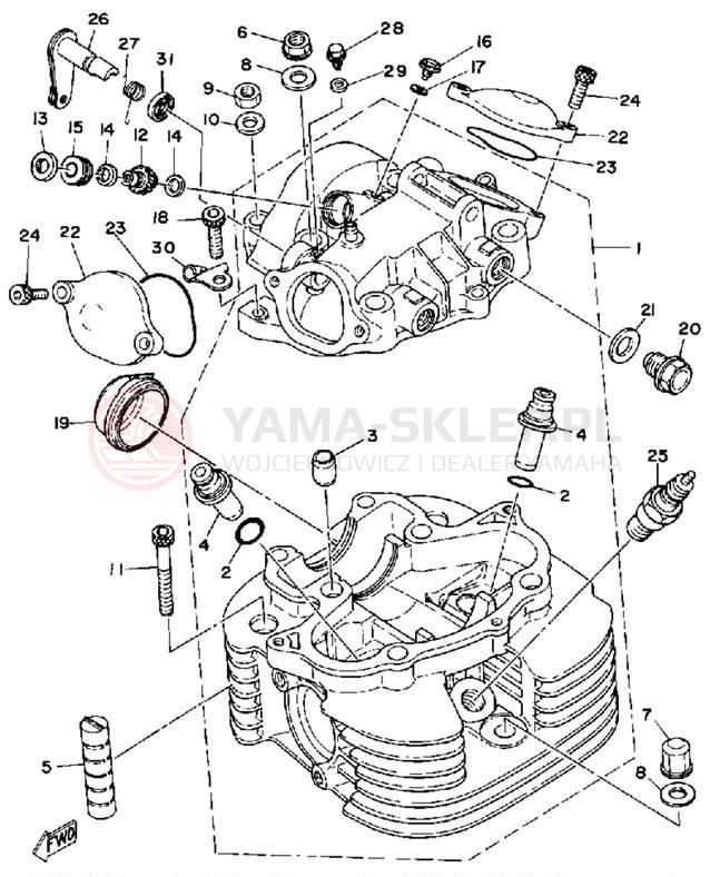 Schemat "głowica" do Yamaha SR500H