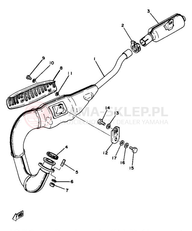 Schemat "Wydech końcowy" do Yamaha YZ80E