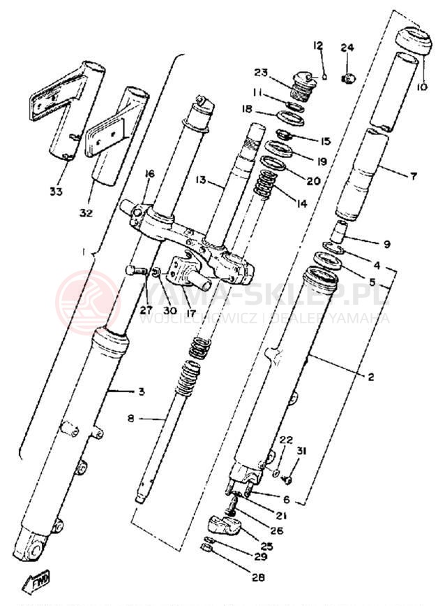Schemat "Amortyzatory przód" do Yamaha XS1100H
