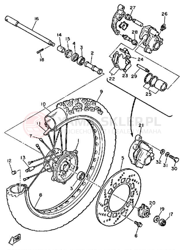 Schemat "Koło przód" do Yamaha XT600NC/XT600N