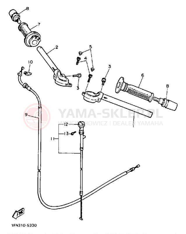 Schemat "Kierownica i osprzęt" do Yamaha FZ750SC/FZ750S