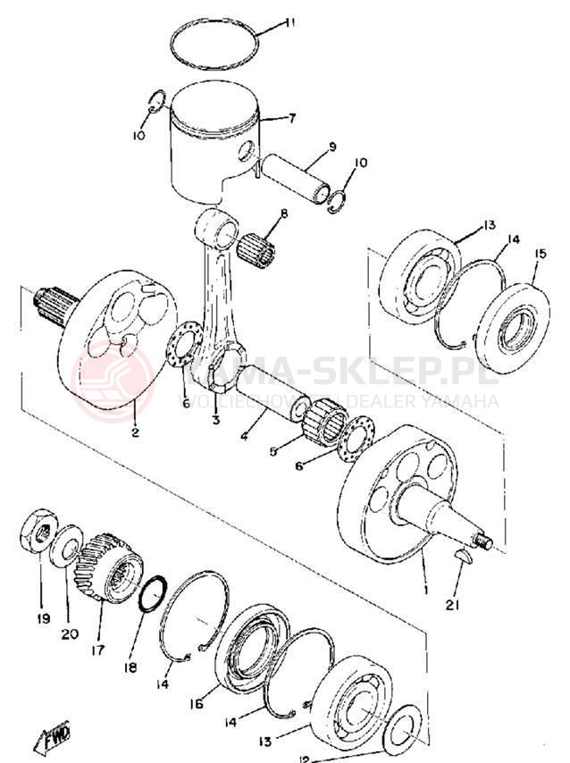 Schemat "Wał korbowy, tłok" do Yamaha DT2MX/RT2MX