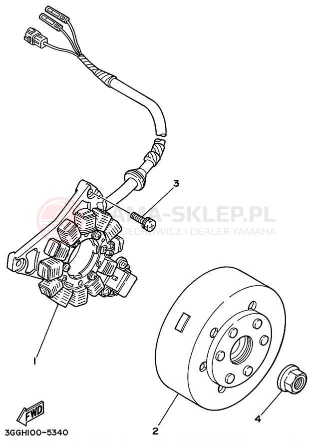 Schemat "prądnica" do Yamaha BANSHEE YFZ350L