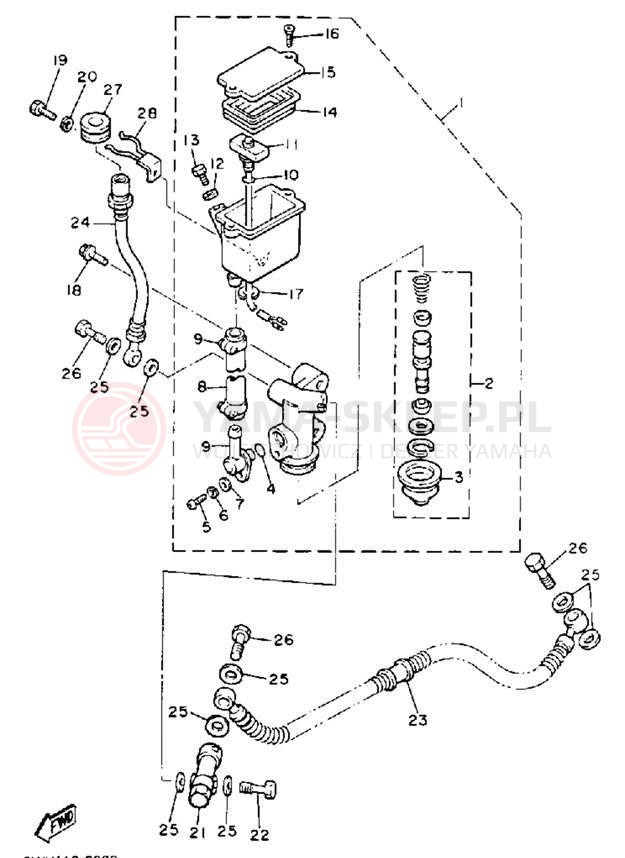 Schemat "Pompa hamulcowa tył" do Yamaha XVZ13DD/XVZ13DDC