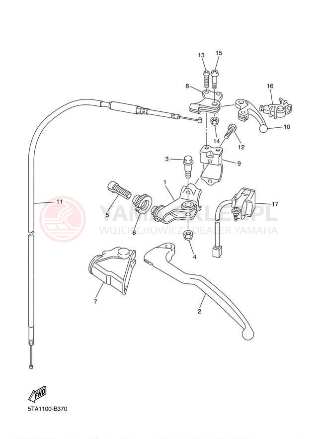 Schemat "Kierownica i osprzęt" do Yamaha YZ250F YZ250FR