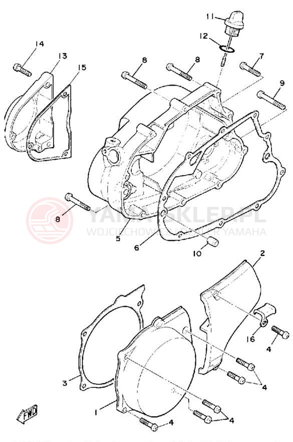 Schemat "Pokrywa silnika" do Yamaha MX100G
