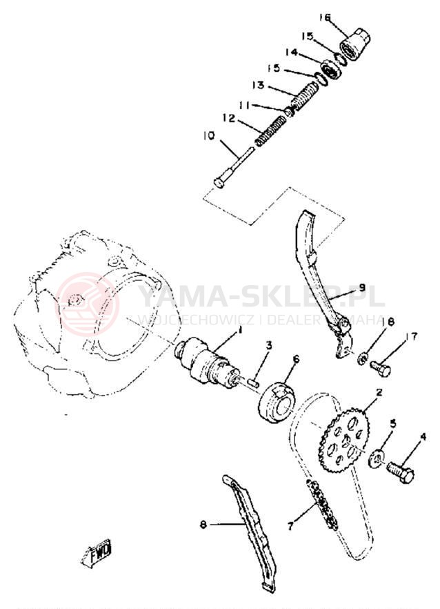 Schemat "Rozrząd - łańcuszek" do Yamaha SR185H