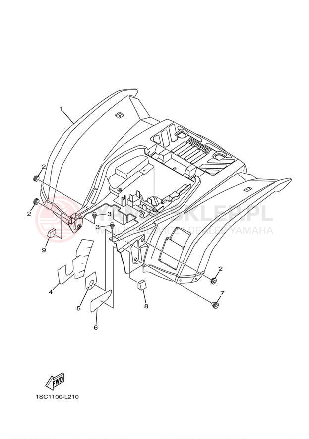 Schemat "Tylny błotnik" do Yamaha GRIZZLY 300 YFM30GBL/YFM30GBGR