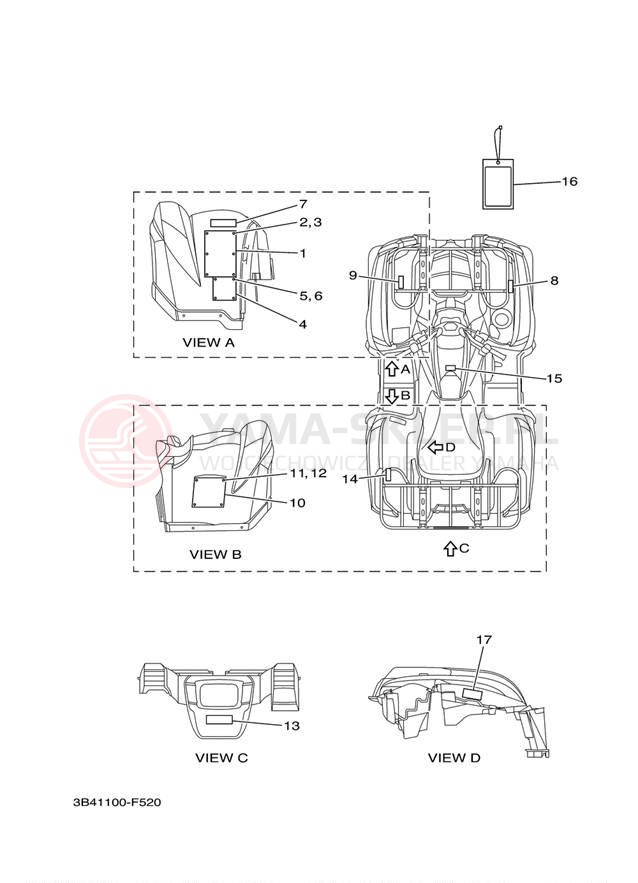 Schemat "naklejki" do Yamaha GRIZZLY FI 700 HUNTER YFM7FGHX