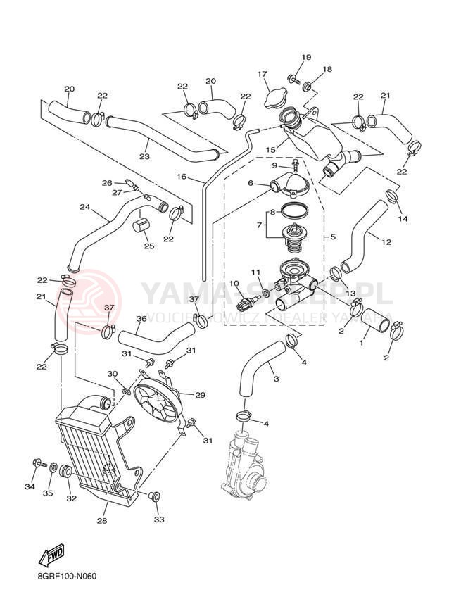Schemat "Układ chlodzenia" do Yamaha PHAZER XTX PZ50XTEW