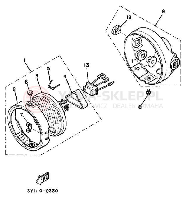 Schemat "Lampa przód" do Yamaha XT250K/XT250KC