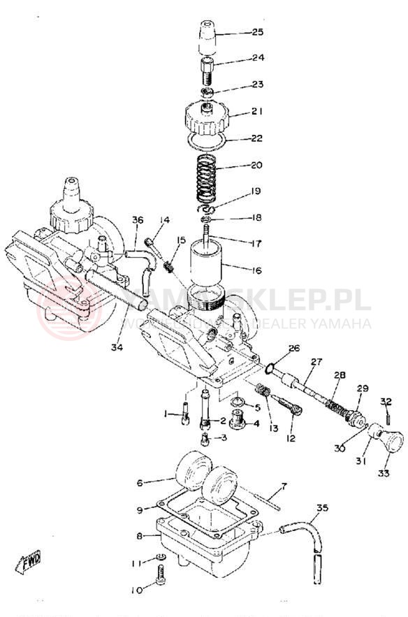 Schemat "Gaźnik" do Yamaha RD200A
