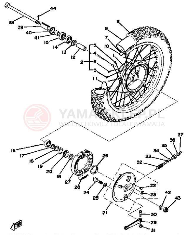 Schemat "Koło przód" do Yamaha DT250B/DT400B