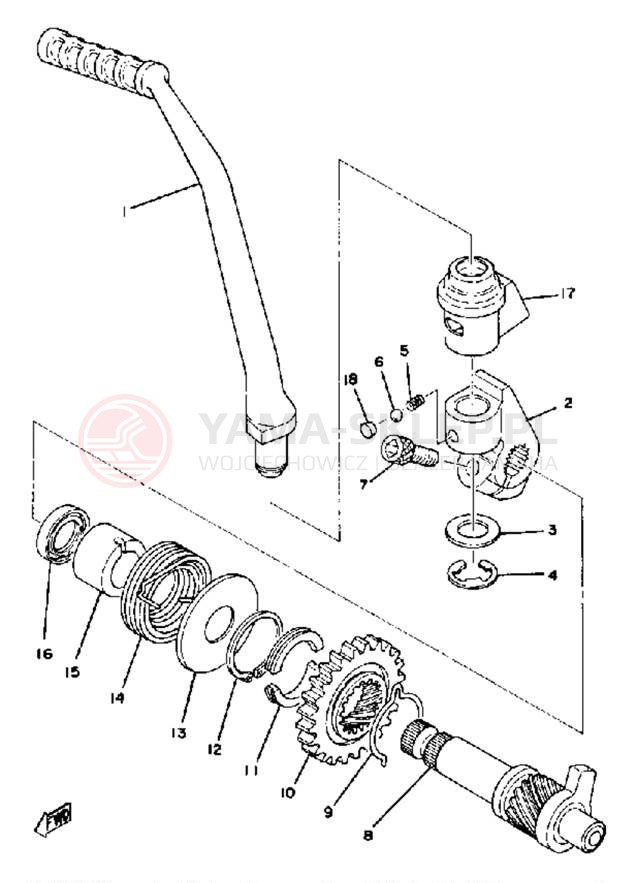 Schemat "kopniak" do Yamaha YZ125A