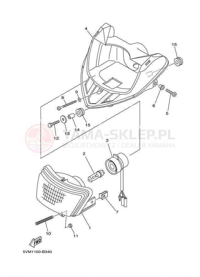 Schemat "Lampa przód" do Yamaha BLASTER YFS200V