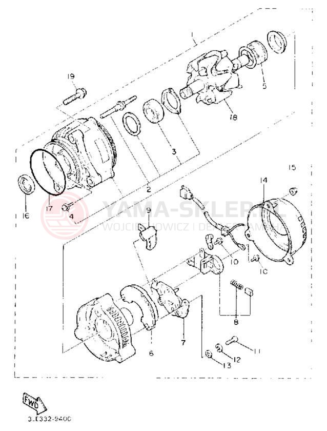 Schemat "prądnica" do Yamaha FZR1000D/FZR1000DC