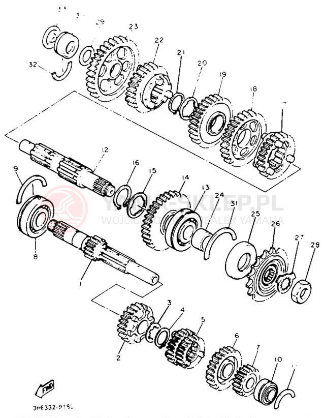 Schemat "Skrzynia biegów " do Yamaha FZR600REC