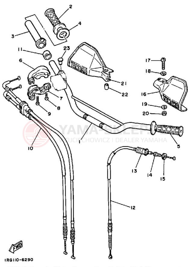 Schemat "Kierownica i osprzęt" do Yamaha TT350T