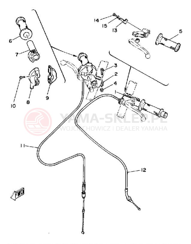 Schemat "Kierownica i osprzęt" do Yamaha TZ125G