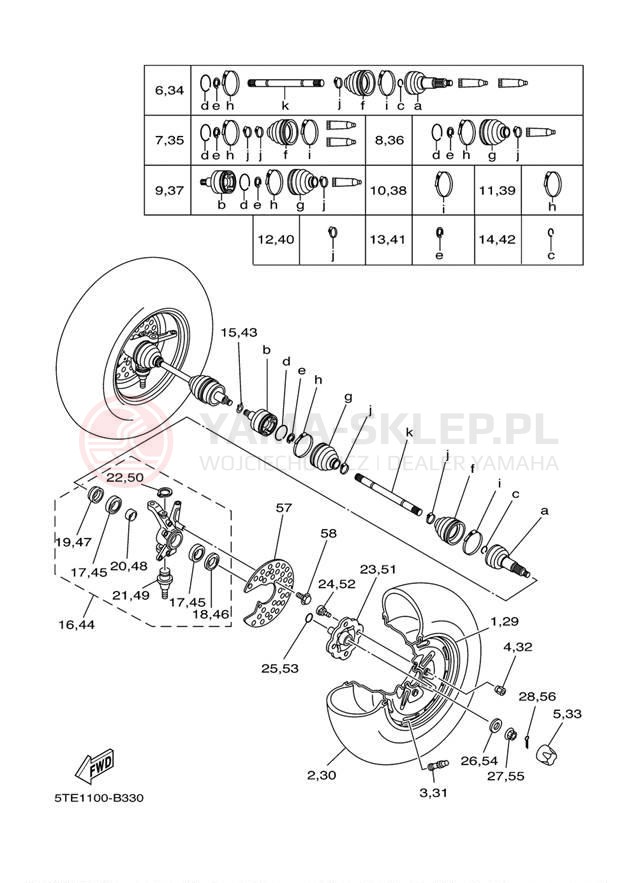 Schemat "Koło przód" do Yamaha KODIAK 400 4WD YFM400FAR