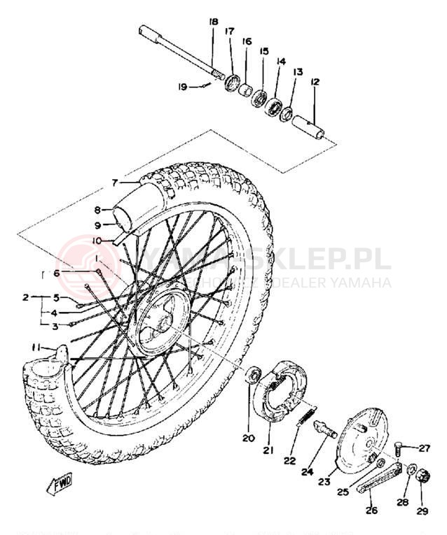 Schemat "Koło przód" do Yamaha TT500C