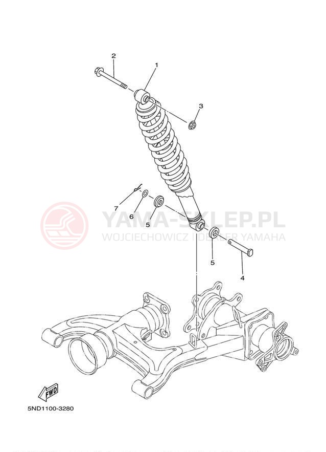Schemat "zawieszenie tył" do Yamaha KODIAK 450 AUTO 4X4 YFM45FAS