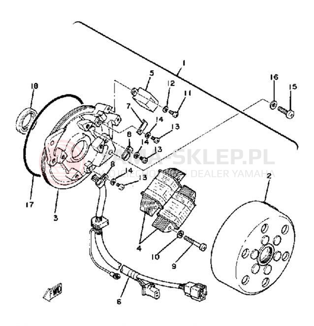 Schemat "Układ zapłonowy" do Yamaha SR250J