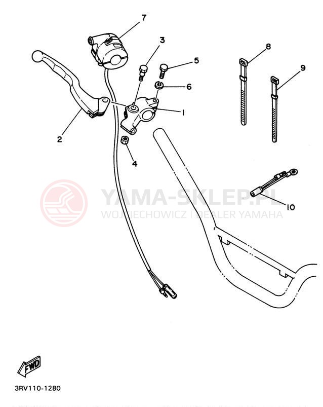 Schemat "Kierownica i osprzęt" do Yamaha Y-ZINGER PW80H