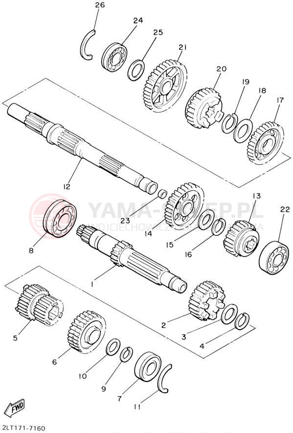Schemat "Skrzynia biegów " do Yamaha V-MAX VMX1200P/VMX1200PC