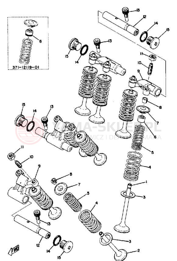 Schemat "Zawory - dźwigienki zaworowe" do Yamaha TX500
