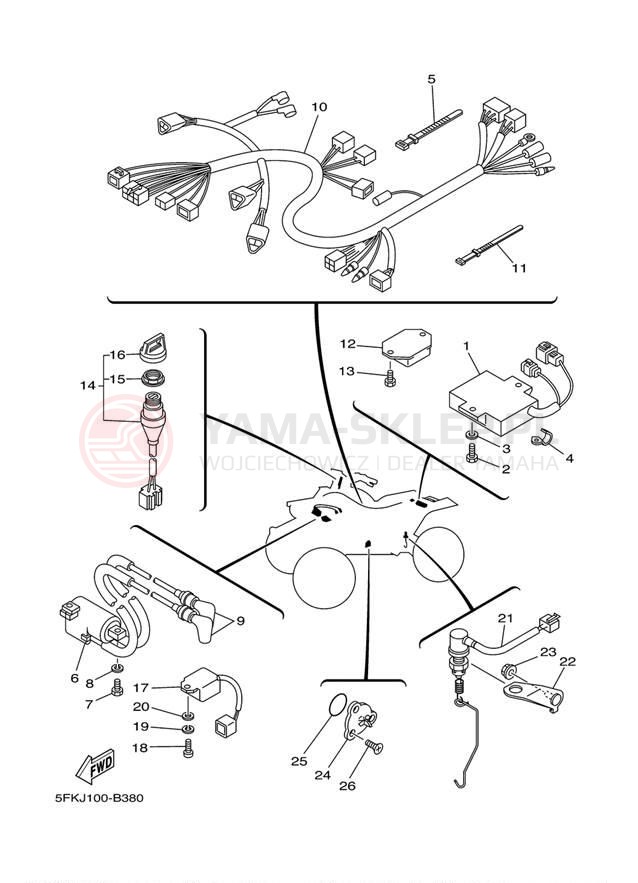 Schemat "układ elektryczny" do Yamaha BANSHEE YFZ350S