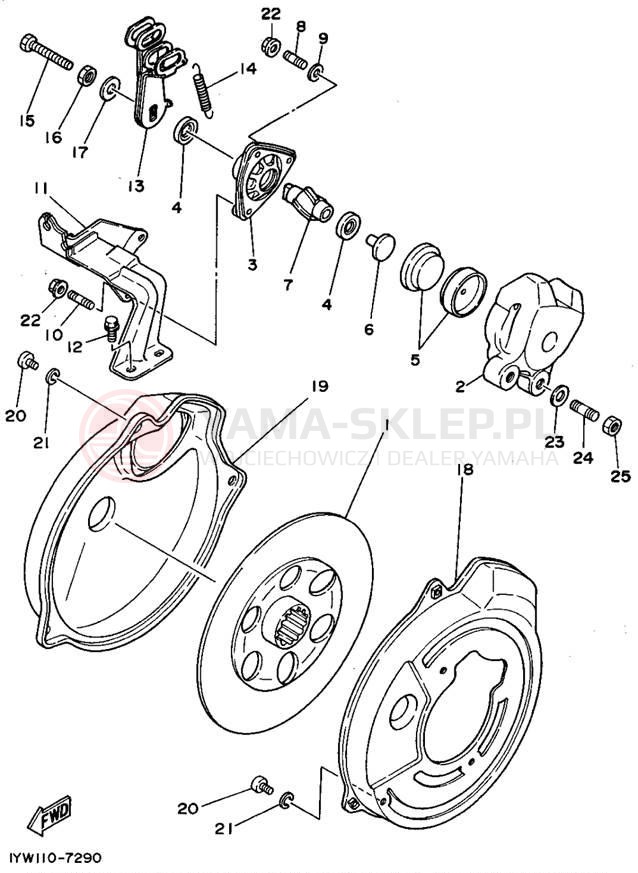 Schemat "Zacisk hamulcowy tylny" do Yamaha MOTO-4 YFM350ERF